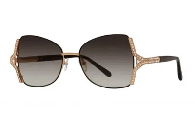 Pre-owned Caviar Women's Sunglasses 6881 C24 Black Gold Crystals Grey Lens Authentic In Gray
