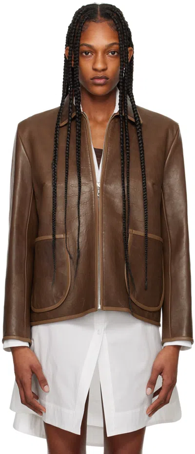 Cawley Brown Lillie Leather Jacket In Light Brown