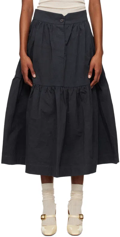 Cawley Navy Patience Midi Skirt In Dark Navy