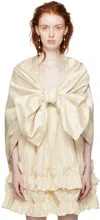 CAWLEY SSENSE EXCLUSIVE OFF-WHITE BOW SHAWL