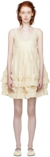 CAWLEY SSENSE EXCLUSIVE OFF-WHITE FRILL MINIDRESS