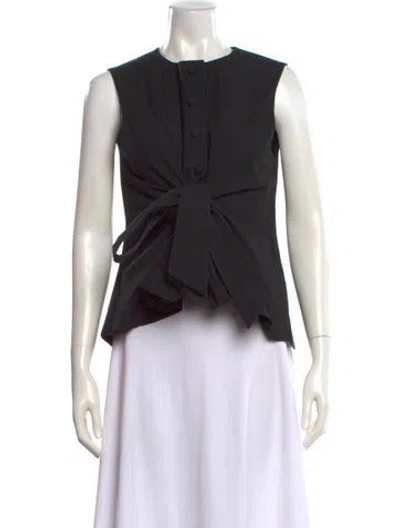 Pre-owned Cawley Studio Crew Neck Sleeveless Blouse In Black
