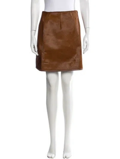 Pre-owned Cawley Studio Fur Mini Skirt W/ Tags In Brown