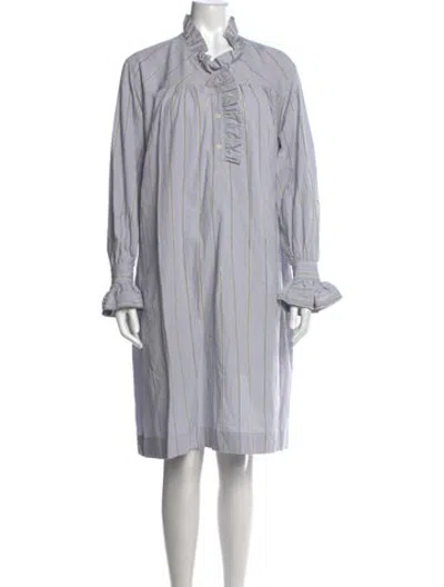 Pre-owned Cawley Studio Striped Knee-length Dress In Grey