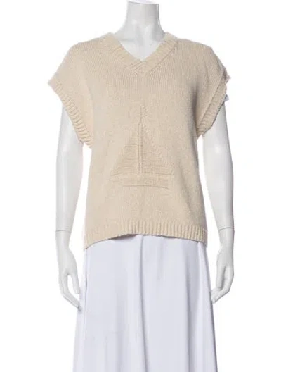 Pre-owned Cawley Studio V-neck Sweater In Neutral