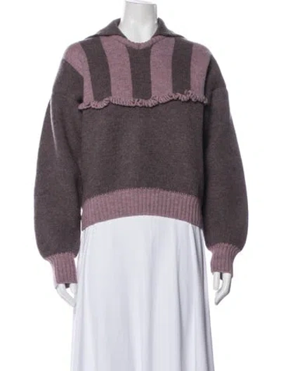 Pre-owned Cawley Studio Wool Striped Sweater In Purple