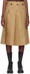 Cawley Tan Stevie Midi Skirt In Natural Stone