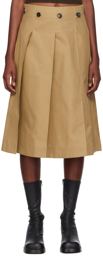 Cawley Tan Stevie Midi Skirt In Natural Stone