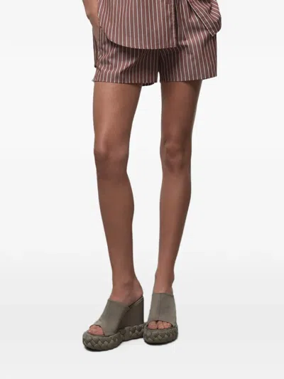 Cayet Anita Vertical-stripe Shorts In Brown