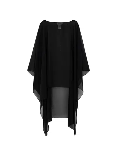 Cayet Farhana Sheer Handkerchief-hem Cape In Black