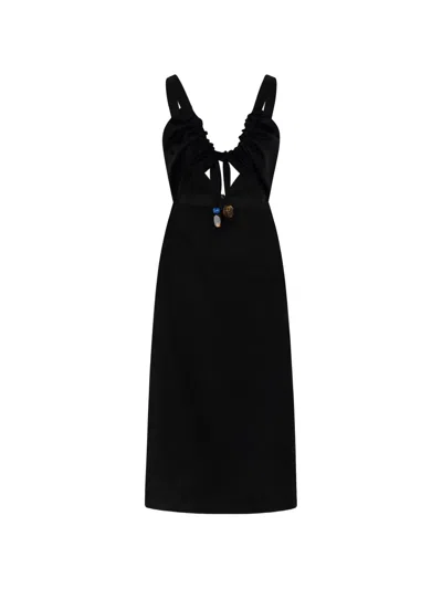 Cayet Helena Bead-embellished Midi Dress In Black
