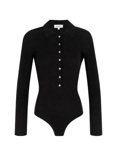 Cayet Jill Ribbed-knit Bodysuit In Black