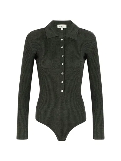 Cayet Jill Ribbed-knit Bodysuit In Grey