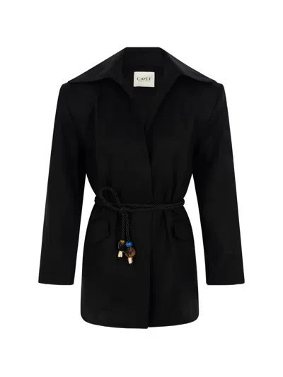 Cayet Julia Beaded-rope Belt Shirt In Black