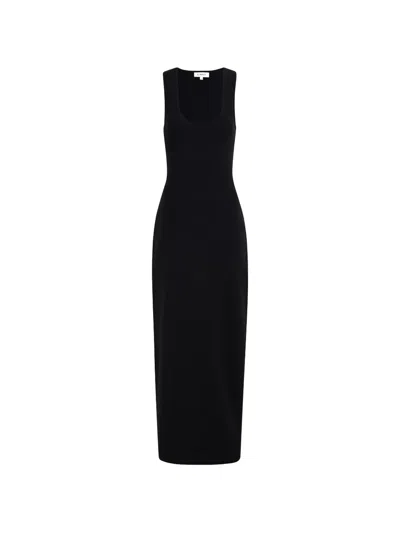 Cayet Nelly Scoop-neck Ribbed Maxi Dress In Black