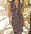 Cayro Woman Ruched Abstract Printed Dress In Multi In Multi