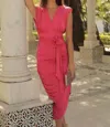 Cayro Woman Ruched Bowtie Dress In Deep Pink In Multi