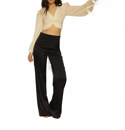 Cayro Woman Straight Satin Trouser In Black