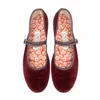 Cayumas Women's Velvet Mary Jane Shoes In Bordeaux Red In Multi