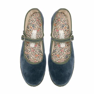 Cayumas Women's Velvet Mary Jane Shoes In Dusty Blue In Multi