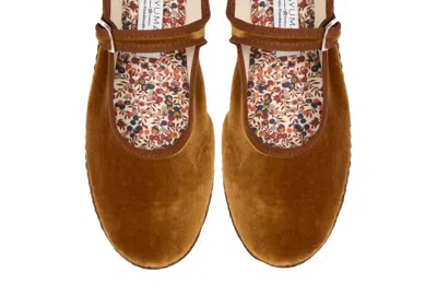 Cayumas Women's Velvet Mary Jane Shoes In Warm Caramel In Multi