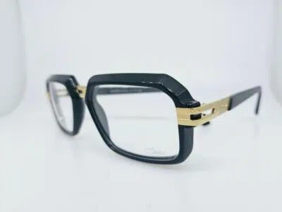 Pre-owned Cazal 6004 001 56mm Black Gold Frame With Clear Lenses