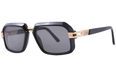 Pre-owned Cazal 6004 001sg Sunglasses Black/gold/grey Square Shape 56mm In Gray