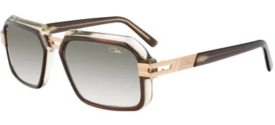 Pre-owned Cazal 6004-3 Crystal Green Olive/green Brown Shaded (016) Sunglasses