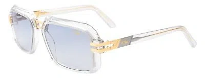 Pre-owned Cazal Sunglasses 6004/3-e-015 Crystal Frame Iceblue Lens In Blue