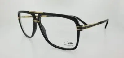 Pre-owned Cazal 6018 001 58mm Black Gold Frame With Clear Lenses