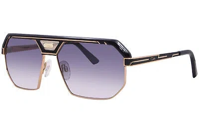 Pre-owned Cazal 676 001 Sunglasses Black/gold/grey Gradient Pilot 63mm In Gray