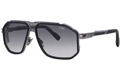 Pre-owned Cazal 683 003 Sunglasses Men's Black/matte Gunmetal/grey Gradient Pilot 62mm In Gray