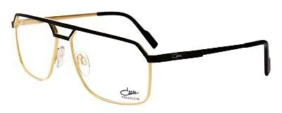 Pre-owned Cazal 7084-e-001 Geometric Black Gold Frame Clear Lens