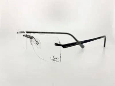 Pre-owned Cazal Prescription 7097 004 57mm Blue Gunmetal Frame With Clear Demo Lenses