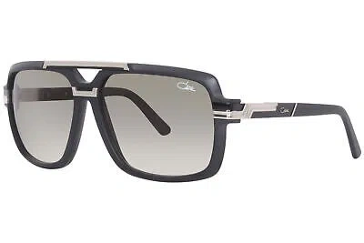Pre-owned Cazal 8042 002 Sunglasses Men's Black/silver/green Gradient Square Shape 61mm