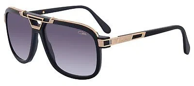 Pre-owned Cazal 8044-001 Black-gold Frame Grey Gradient Lens In Gray