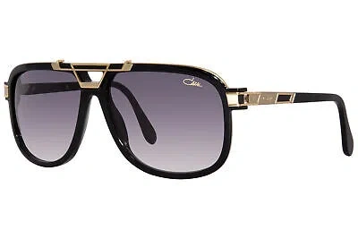Pre-owned Cazal 8044 001 Sunglasses Gold Plated/black/grey Gradient Pilot 61mm In Gray