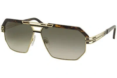 Pre-owned Cazal 9082 002 Sunglasses Men's Gold-havana/grey Gradient Lenses 63mm In Gray