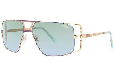 Pre-owned Cazal 9093 001 Sunglasses Men's Turquoise/green Gradient Lens Pilot Shape 62mm