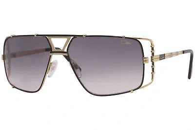 Pre-owned Cazal 9093 005 Sunglasses Women's Black-gold/grey Gradient Lenses Pilot 62mm In Gray