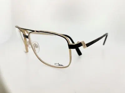 Pre-owned Cazal 9101 001 63mm Black Gold Frame With Clear Lenses