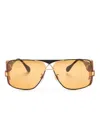 Cazal 955 Wraparound-frame Sunglasses In 黑色
