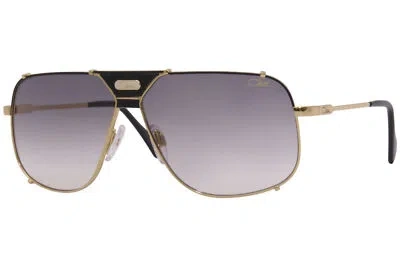 Pre-owned Cazal 994 001 Sunglasses Men's Black-gold/grey Gradient Lenses Pilot Shape 63-mm In Gray
