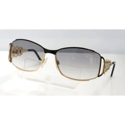 Pre-owned Cazal Brand Authentic  Mod. 9017 Col. 001 Black & Gold Sunglasses 60 Mm In Gray Gardient