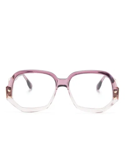 Cazal Brille Mit Geometrischem Gestell In Pink