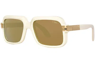 Pre-owned Cazal Legends 607 007 Sunglasses Cream/gold Mirror Lenses Square Shape 56mm In Gray