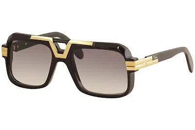 Pre-owned Cazal Legends 664 001 Sunglasses Men's Black-gold Plated/grey Gradient 56mm In Gray