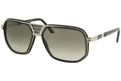 Pre-owned Cazal Legends 666 002 Sunglasses Men's Silver-black/green Gradient Lenses 61-mm