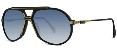 Pre-owned Cazal Legends 888 Black Gold/blue Silver Shaded Mirrored (001) Sunglasses