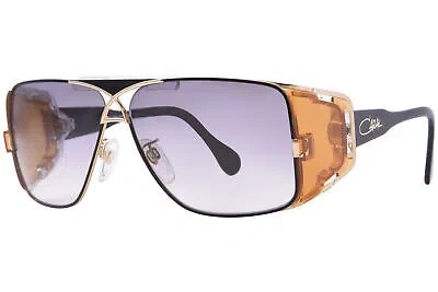Pre-owned Cazal Legends 955 010 Sunglasses Men's Black Side Orange/grey Gradient 63mm In Gray